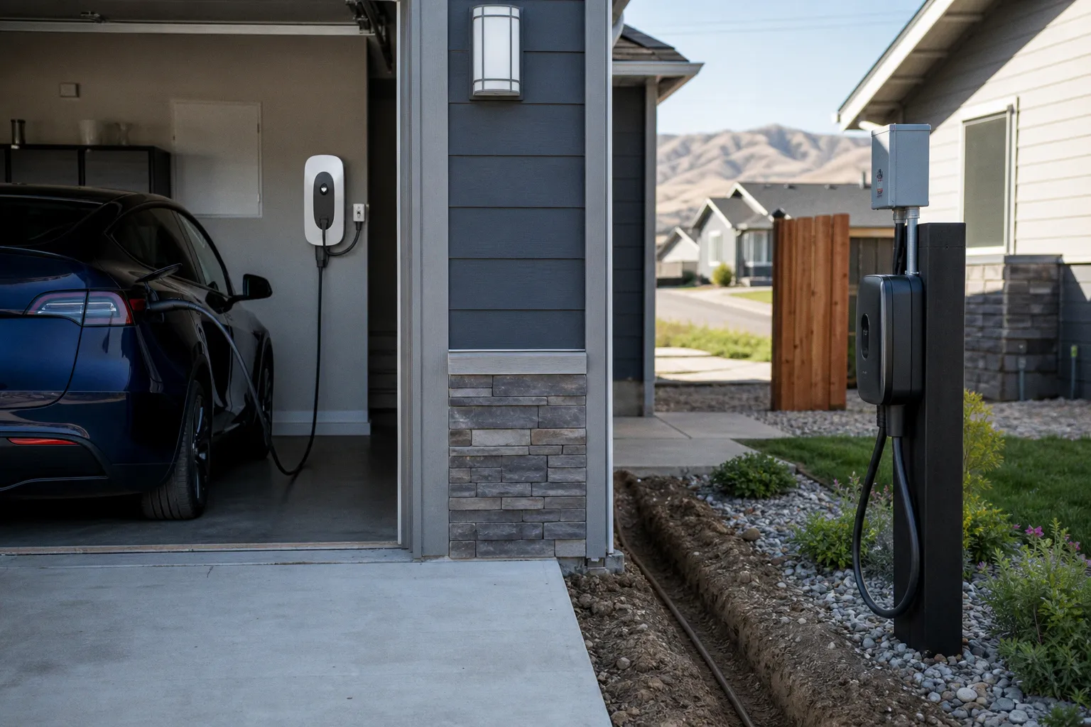 Compare EV charging stations cost for garage vs driveway